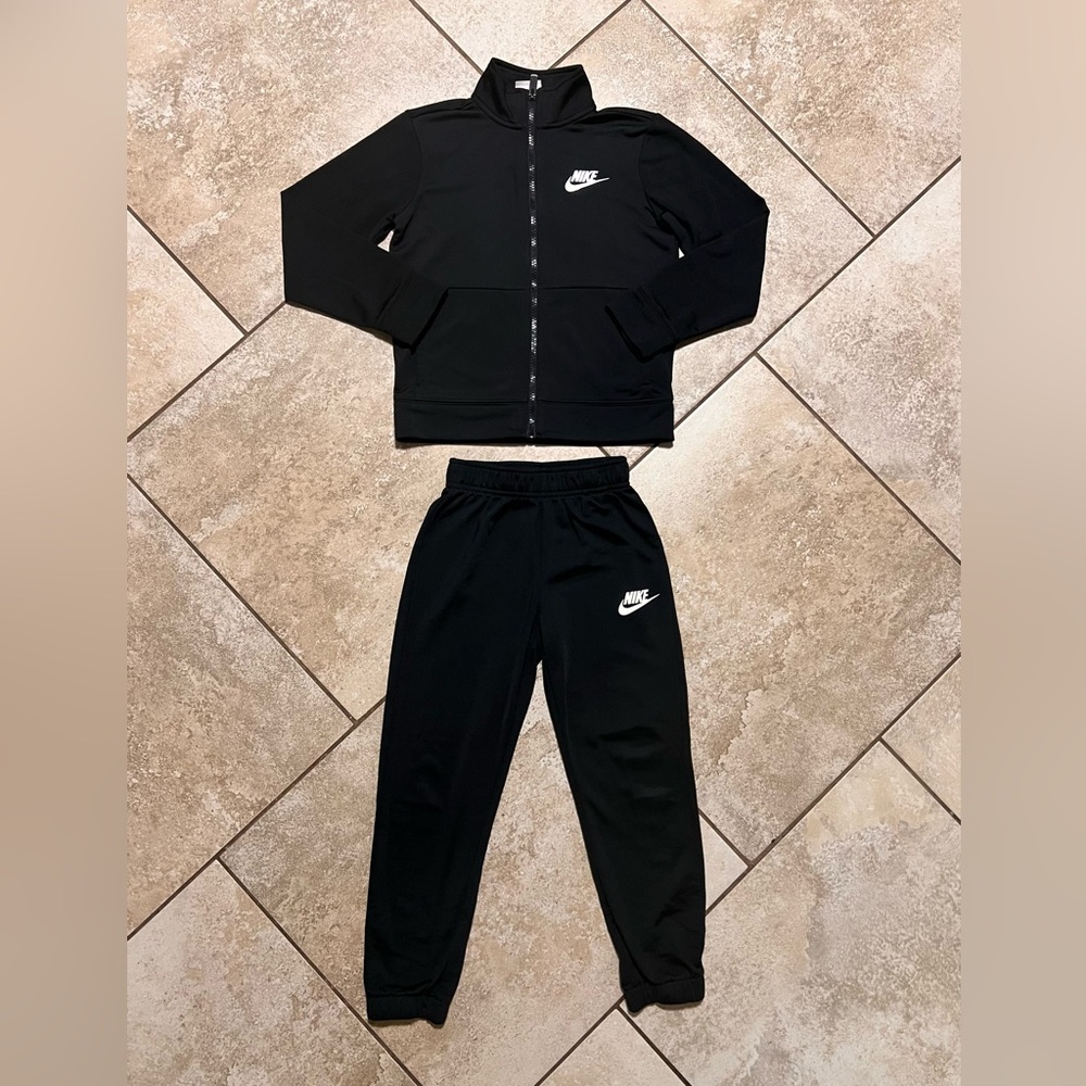 Boys Nike Full-Zip Jacket & Pants 2-Piece Track Suit Set Black Size 6